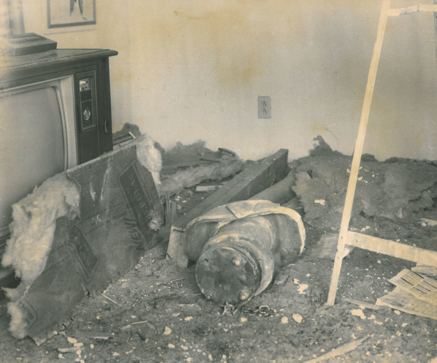 Damaged dorm room at Carroll College